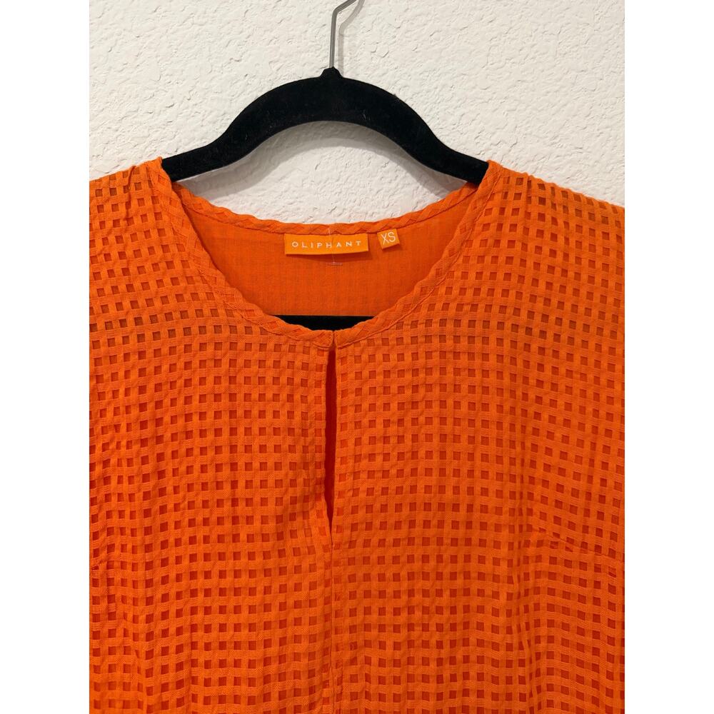 OLIPHANT Tuckernuck Puff Sleeve Maxi Dress Sunset Orange Basketweave Cotton - Picture 4 of 5